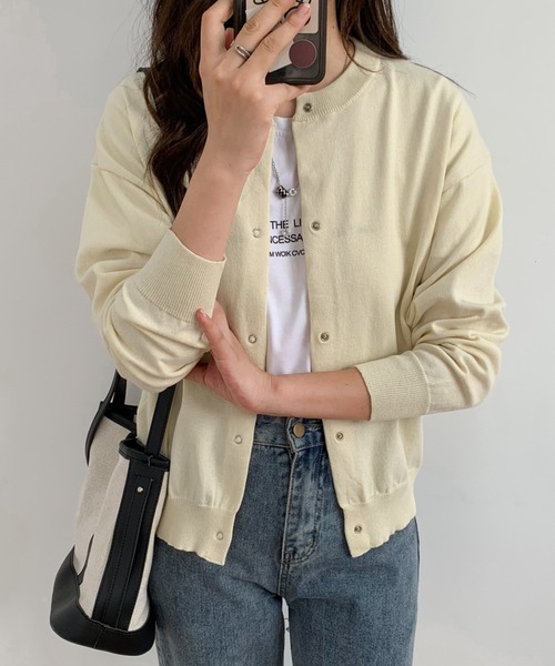 ECLIN(エクラン)の「スナップボタンクルーネックカーディガン(カーディガン/ボレロ・レディース・ブラック/ネイビー/カーキ/グリーン/アイボリー・FREE)」の20枚目の写真