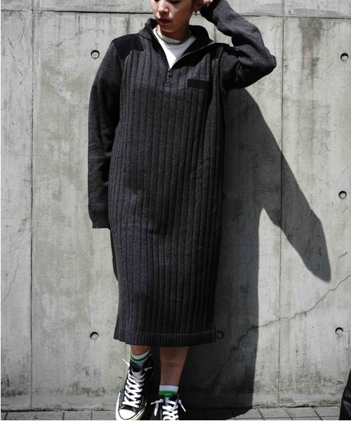 AVIREX(アヴィレックス)の「NEW TURTLE PATCH KNIT ONEPIECE/ タートルニットパッチワンピース(ワンピース・レディース・チャコールグレー/ブラウン/バーガンディー・SMALL/MEDIUM)」の16枚目の写真