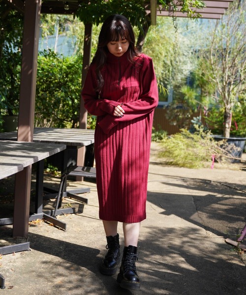 AVIREX(アヴィレックス)の「NEW TURTLE PATCH KNIT ONEPIECE/ タートルニットパッチワンピース(ワンピース・レディース・チャコールグレー/ブラウン/バーガンディー・SMALL/MEDIUM)」の17枚目の写真