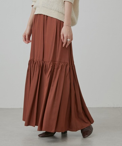 BEARDSLEY（ビアズリー）の「《FRIPIER/フリピエ》ギャザースカート：裏地付き（スカート・レディース・イエロー/ブラウン/ブラック・FREE）」の3枚目の写真