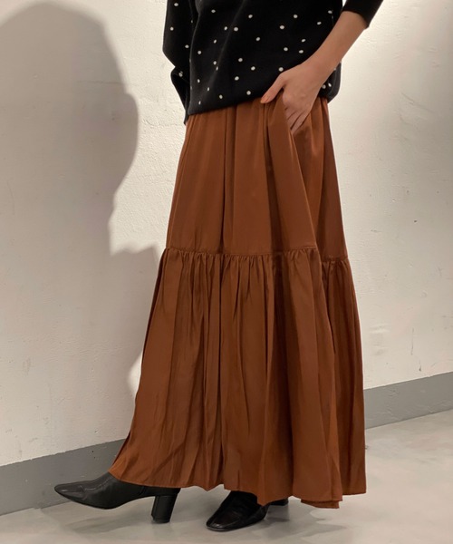 BEARDSLEY（ビアズリー）の「《FRIPIER/フリピエ》ギャザースカート：裏地付き（スカート・レディース・イエロー/ブラウン/ブラック・FREE）」の12枚目の写真