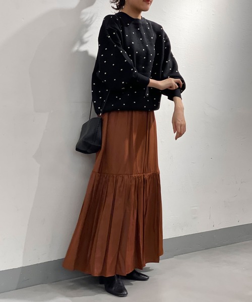 BEARDSLEY（ビアズリー）の「《FRIPIER/フリピエ》ギャザースカート：裏地付き（スカート・レディース・イエロー/ブラウン/ブラック・FREE）」の4枚目の写真
