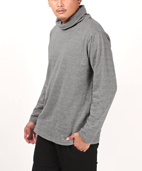 LUXSTYLE(ラグスタイル)の「裏起毛タートルネックロンT(Tシャツ/カットソー・メンズ・ブラック/杢グレー/ホワイト・M/L/XL)」の1枚目の写真