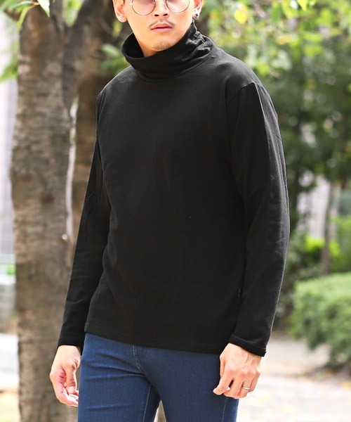 LUXSTYLE(ラグスタイル)の「裏起毛タートルネックロンT(Tシャツ/カットソー・メンズ・ブラック/杢グレー/ホワイト・M/L/XL)」の3枚目の写真