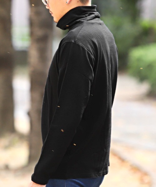LUXSTYLE(ラグスタイル)の「裏起毛タートルネックロンT(Tシャツ/カットソー・メンズ・ブラック/杢グレー/ホワイト・M/L/XL)」の5枚目の写真