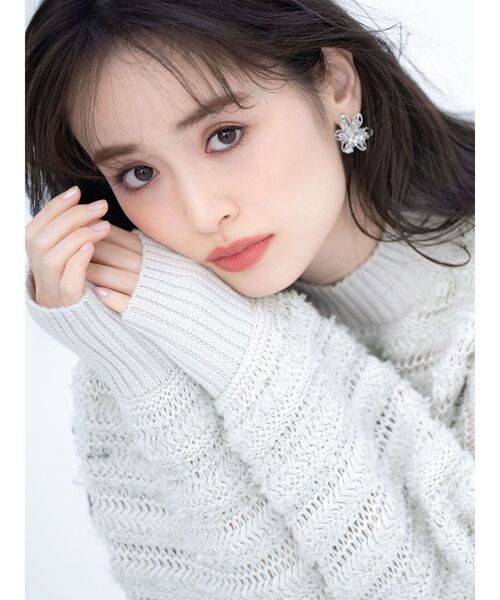 MERCURYDUO（マーキュリーデュオ）の「テープヤーン透かし編みモモンガニット（ニット/セーター・レディース・ライトグレー/ベージュ・FREE）」の5枚目の写真