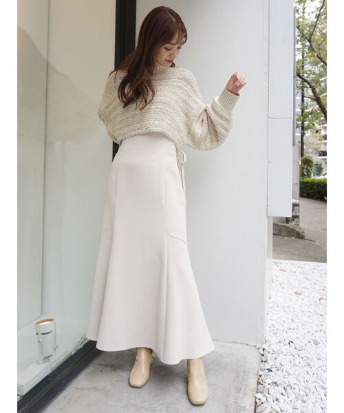 MERCURYDUO（マーキュリーデュオ）の「テープヤーン透かし編みモモンガニット（ニット/セーター・レディース・ライトグレー/ベージュ・FREE）」の13枚目の写真