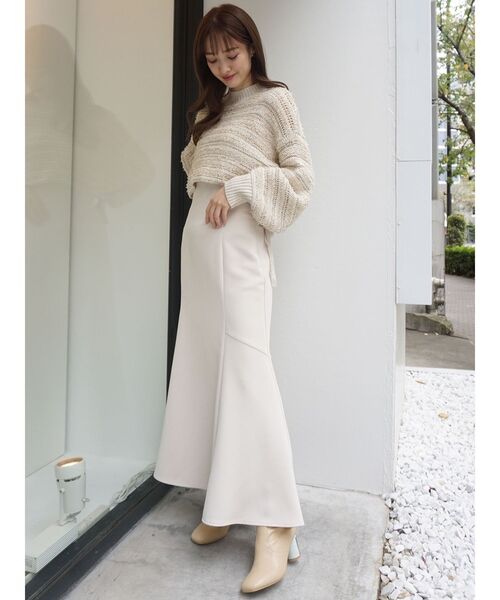 MERCURYDUO（マーキュリーデュオ）の「テープヤーン透かし編みモモンガニット（ニット/セーター・レディース・ライトグレー/ベージュ・FREE）」の14枚目の写真