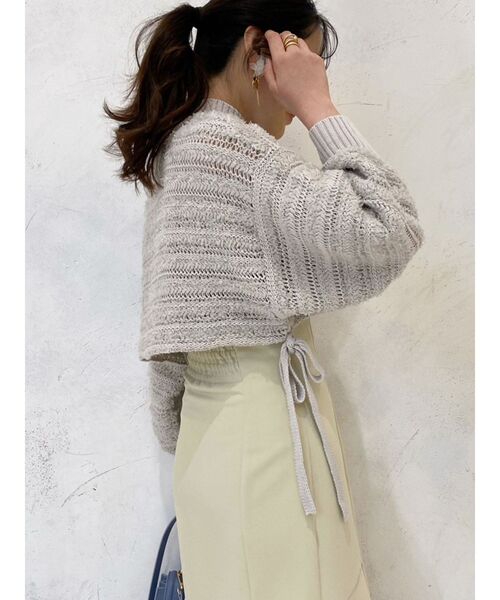 MERCURYDUO（マーキュリーデュオ）の「テープヤーン透かし編みモモンガニット（ニット/セーター・レディース・ライトグレー/ベージュ・FREE）」の20枚目の写真