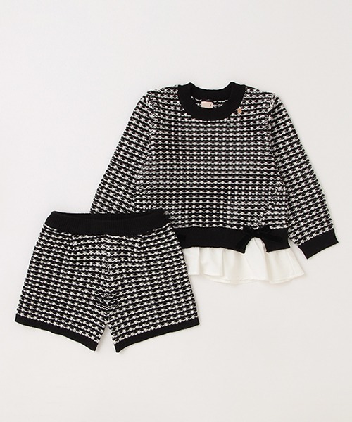 petit main（プティマイン）の「【リンク】ツィード柄ニットセットアップ(キッズ)（セットアップ・キッズ・ラベンダー/ブラック・M/S/L）」の5枚目の写真