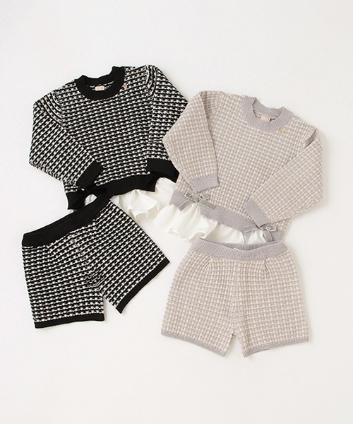 petit main（プティマイン）の「【リンク】ツィード柄ニットセットアップ(キッズ)（セットアップ・キッズ・ラベンダー/ブラック・M/S/L）」の12枚目の写真