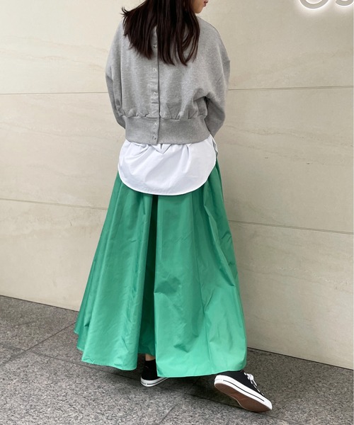 StyleSea（スタイルシー）の「タフタマキシフレアスカート（スカート・レディース・ホワイト/ブラック/ベージュ/ピンク/オレンジ/ブルー/グリーン/グレイッシュベージュ・MEDIUM）」の20枚目の写真