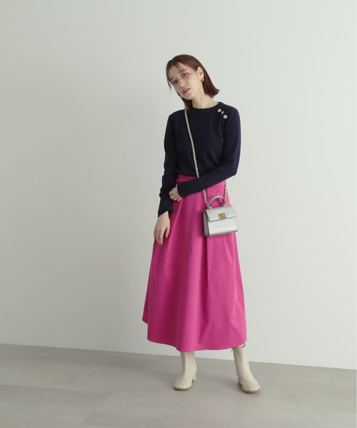 N.(N. Natural Beauty Basic)(エヌエヌナチュラルビューティーベーシック)の「◆ショルダーボタン総針ニット(Tシャツ/カットソー・レディース・ネイビー/ブルー/オフホワイト・MEDIUM)」の9枚目の写真
