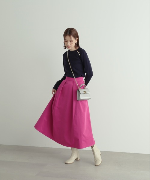 N.(N. Natural Beauty Basic)(エヌエヌナチュラルビューティーベーシック)の「◆ショルダーボタン総針ニット(Tシャツ/カットソー・レディース・ネイビー/ブルー/オフホワイト・MEDIUM)」の10枚目の写真