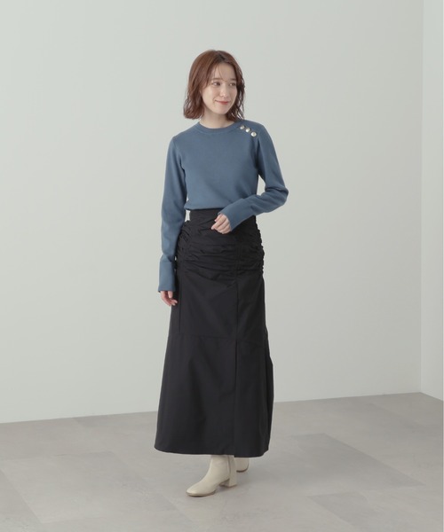 N.(N. Natural Beauty Basic)(エヌエヌナチュラルビューティーベーシック)の「◆ショルダーボタン総針ニット(Tシャツ/カットソー・レディース・ネイビー/ブルー/オフホワイト・MEDIUM)」の13枚目の写真