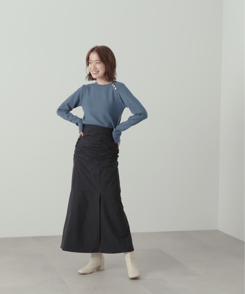 N.(N. Natural Beauty Basic)(エヌエヌナチュラルビューティーベーシック)の「◆ショルダーボタン総針ニット(Tシャツ/カットソー・レディース・ネイビー/ブルー/オフホワイト・MEDIUM)」の14枚目の写真