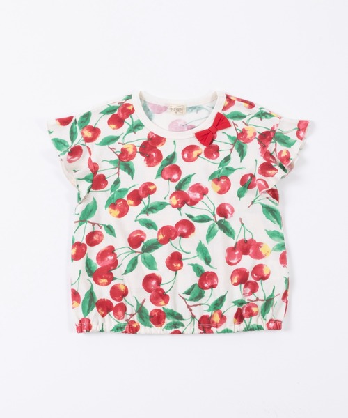 trois lapins kp（トロワラパンケーピー）の「チェリー総柄プリント 半袖Tシャツ(100～150)（Tシャツ/カットソー・キッズ・ワインレッド・100cm/110cm/120cm/130cm/140cm/150cm）」の4枚目の写真