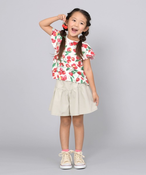 trois lapins kp（トロワラパンケーピー）の「チェリー総柄プリント 半袖Tシャツ(100～150)（Tシャツ/カットソー・キッズ・ワインレッド・100cm/110cm/120cm/130cm/140cm/150cm）」の3枚目の写真