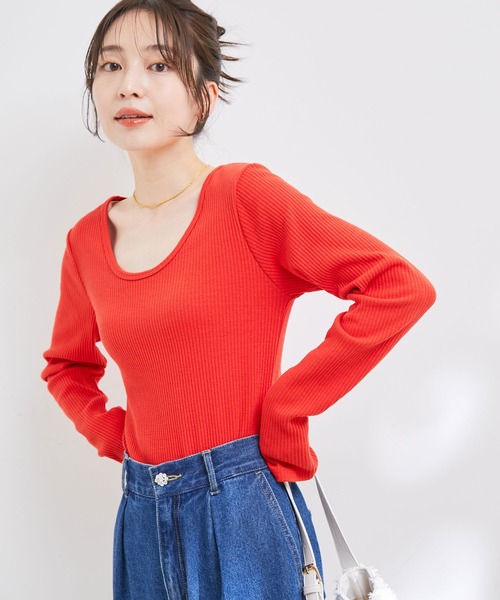 VIS（ビス）の「【洗える】【前後2WAY】テレコリブプルオーバー（Tシャツ/カットソー・レディース・ホワイト系その他/レッド系その他/ホワイト/ブラック・FREE）」の22枚目の写真