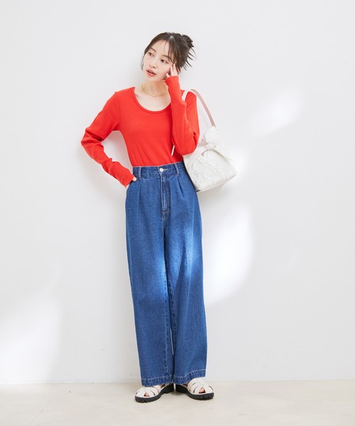 VIS（ビス）の「【洗える】【前後2WAY】テレコリブプルオーバー（Tシャツ/カットソー・レディース・ホワイト系その他/レッド系その他/ホワイト/ブラック・FREE）」の20枚目の写真