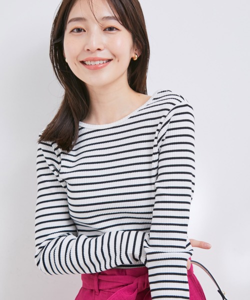 VIS（ビス）の「【洗える】【前後2WAY】テレコリブプルオーバー（Tシャツ/カットソー・レディース・ホワイト系その他/レッド系その他/ホワイト/ブラック・FREE）」の19枚目の写真