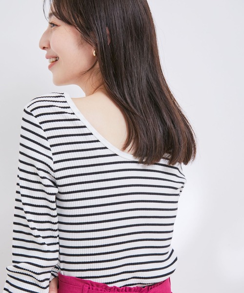 VIS（ビス）の「【洗える】【前後2WAY】テレコリブプルオーバー（Tシャツ/カットソー・レディース・ホワイト系その他/レッド系その他/ホワイト/ブラック・FREE）」の18枚目の写真