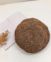 グレンチェックベレー帽