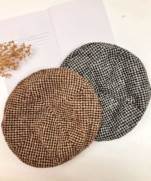 SPIGA（スピーガ）の「グレンチェックベレー帽（ハンチング/ベレー帽・レディース・ブラウン/グレー・FREE）」の4枚目の写真