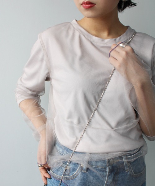 GeeRA(ジーラ)の「シアーレイヤード風カットソー(Tシャツ/カットソー・レディース・ブラック/アイボリー/サンドグレー・MEDIUM/LARGE)」の8枚目の写真