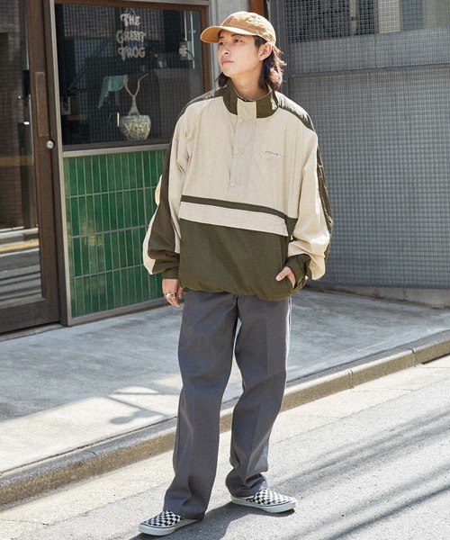 retock's】ロゴ刺繍 ナイロン ビッグアノラック切替スタンドブルゾン