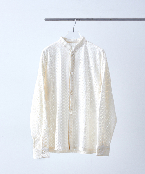 417 EDIFICE(フォーワンセブンエディフィス)の「モールレーススクエアシャツ(シャツ/ブラウス・メンズ・ホワイト/ネイビー/イエロー・MEDIUM/LARGE)」の2枚目の写真