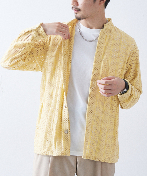 417 EDIFICE(フォーワンセブンエディフィス)の「モールレーススクエアシャツ(シャツ/ブラウス・メンズ・ホワイト/ネイビー/イエロー・MEDIUM/LARGE)」の10枚目の写真