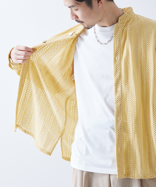 417 EDIFICE(フォーワンセブンエディフィス)の「モールレーススクエアシャツ(シャツ/ブラウス・メンズ・ホワイト/ネイビー/イエロー・MEDIUM/LARGE)」の11枚目の写真