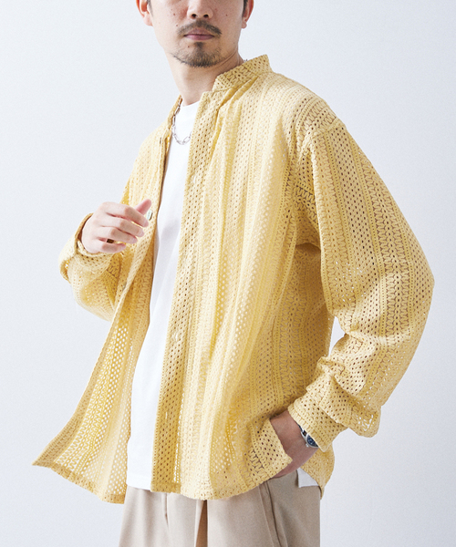 417 EDIFICE(フォーワンセブンエディフィス)の「モールレーススクエアシャツ(シャツ/ブラウス・メンズ・ホワイト/ネイビー/イエロー・MEDIUM/LARGE)」の12枚目の写真