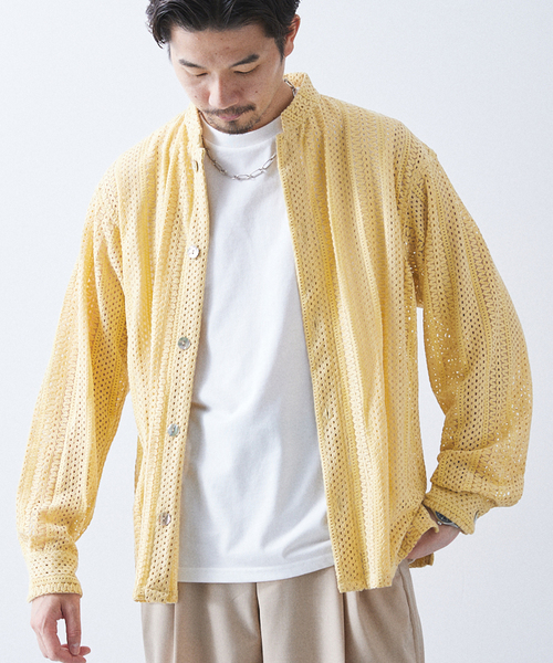 417 EDIFICE(フォーワンセブンエディフィス)の「モールレーススクエアシャツ(シャツ/ブラウス・メンズ・ホワイト/ネイビー/イエロー・MEDIUM/LARGE)」の13枚目の写真