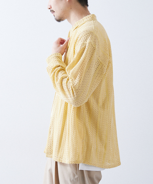 417 EDIFICE(フォーワンセブンエディフィス)の「モールレーススクエアシャツ(シャツ/ブラウス・メンズ・ホワイト/ネイビー/イエロー・MEDIUM/LARGE)」の14枚目の写真