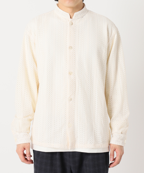417 EDIFICE(フォーワンセブンエディフィス)の「モールレーススクエアシャツ(シャツ/ブラウス・メンズ・ホワイト/ネイビー/イエロー・MEDIUM/LARGE)」の15枚目の写真