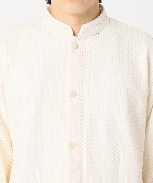 417 EDIFICE(フォーワンセブンエディフィス)の「モールレーススクエアシャツ(シャツ/ブラウス・メンズ・ホワイト/ネイビー/イエロー・MEDIUM/LARGE)」の19枚目の写真