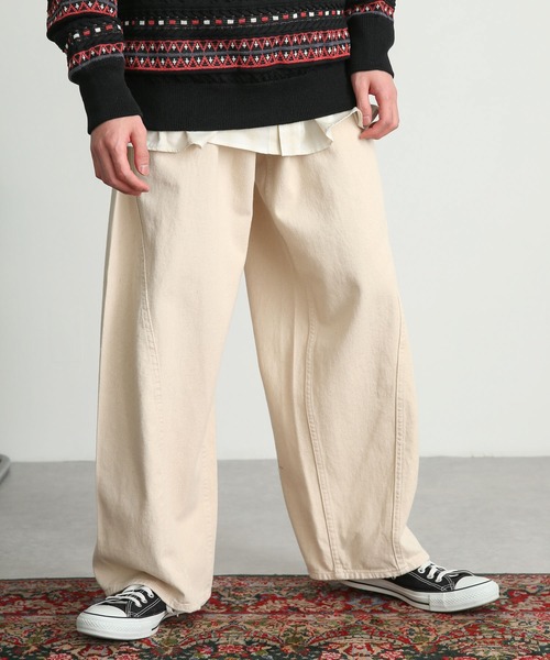 SENSE OF PLACE by URBAN RESEARCH（センスオブプレイスバイアーバンリサーチ）の「デニムパネルワイドパンツ（デニムパンツ・メンズ・アイボリー/ライトインディゴブルー/ブラック・MEDIUM/LARGE）」の6枚目の写真