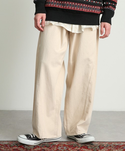 SENSE OF PLACE by URBAN RESEARCH（センスオブプレイスバイアーバンリサーチ）の「デニムパネルワイドパンツ（デニムパンツ・メンズ・アイボリー/ライトインディゴブルー/ブラック・MEDIUM/LARGE）」の7枚目の写真