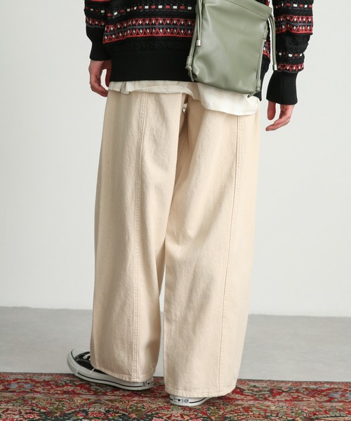 SENSE OF PLACE by URBAN RESEARCH（センスオブプレイスバイアーバンリサーチ）の「デニムパネルワイドパンツ（デニムパンツ・メンズ・アイボリー/ライトインディゴブルー/ブラック・MEDIUM/LARGE）」の9枚目の写真