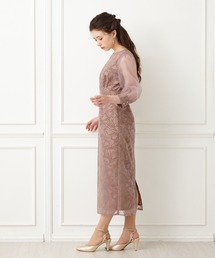 AIMER（エメ）の「花柄フロッキー袖付きタイトラインパーティードレス