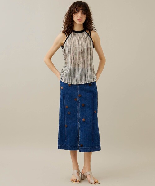 EBONY（エボニー）の「【EBONY/エボニー】スラブストライプトップス（Tシャツ/カットソー・レディース・オフホワイト/イエロー・2）」の4枚目の写真