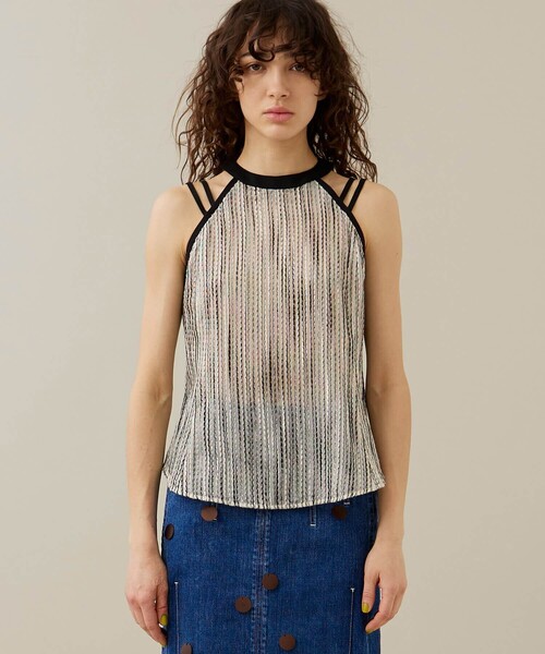 EBONY（エボニー）の「【EBONY/エボニー】スラブストライプトップス（Tシャツ/カットソー・レディース・オフホワイト/イエロー・2）」の8枚目の写真