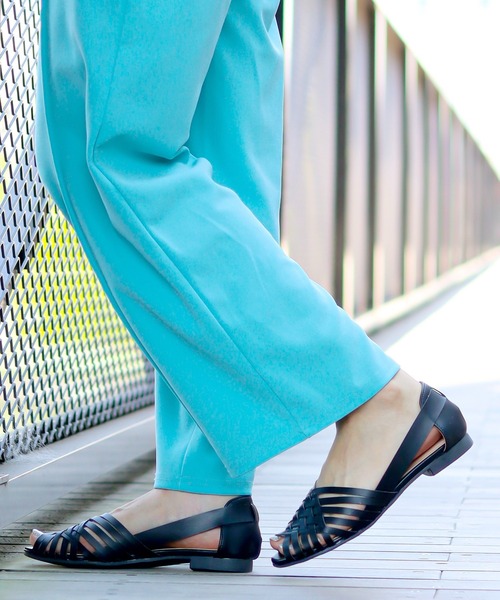 サンダル・ミュール Delilah Blue Suede セール】編み込みフラットサンダル ミュールサンダル(サンダル
