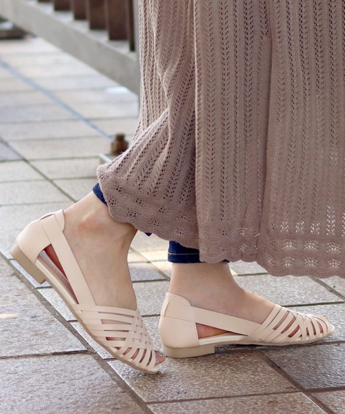 セール】編み込みフラットサンダル ミュールサンダル（サンダル