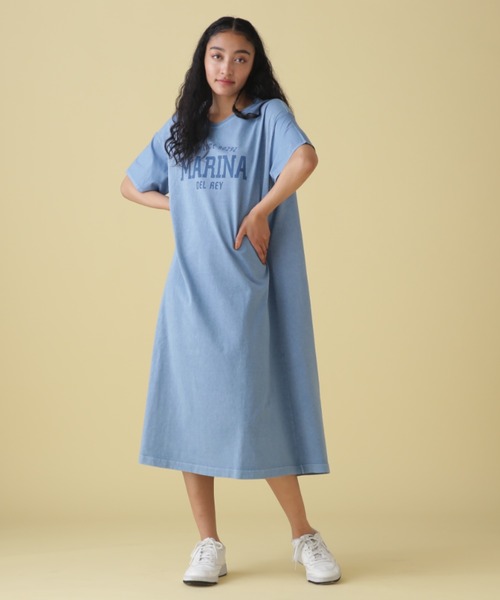 AVIREX（アヴィレックス）の「FADE WASH ONEPIECE/ フェイドウォッシュワンピース（ワンピース・レディース・サックスブルー/チャコールグレー/イエロー・FREE）」の3枚目の写真