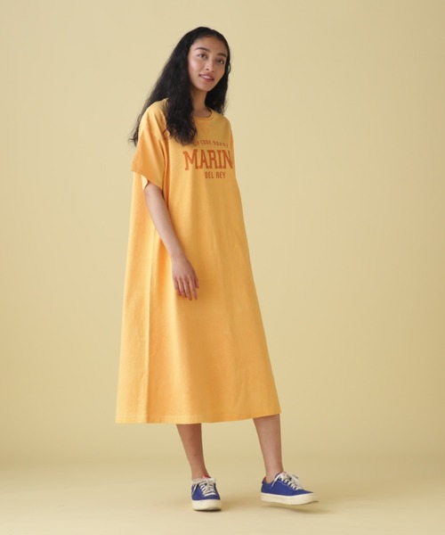 AVIREX（アヴィレックス）の「FADE WASH ONEPIECE/ フェイドウォッシュワンピース（ワンピース・レディース・サックスブルー/チャコールグレー/イエロー・FREE）」の4枚目の写真