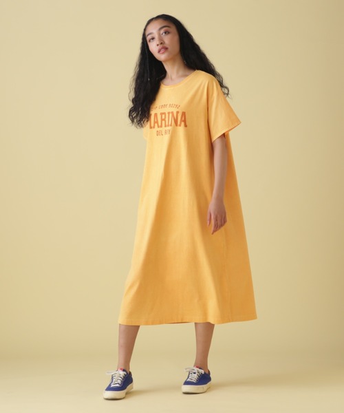 AVIREX（アヴィレックス）の「FADE WASH ONEPIECE/ フェイドウォッシュワンピース（ワンピース・レディース・サックスブルー/チャコールグレー/イエロー・FREE）」の5枚目の写真