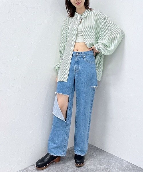 FOREVER 21（フォーエバー トゥエンティーワン）の「【JAPAN FABRIC】ダメージデニム（デニムパンツ・レディース・ライトグレー/ライトインディゴブルー・MEDIUM/SMALL）」の22枚目の写真